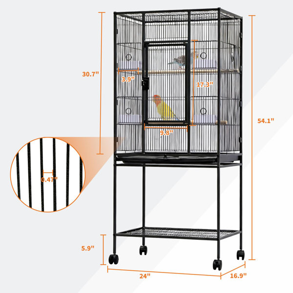 Tucker Murphy Pet™ Spacious Bird Cage with Wheels & Storage Shelf ...